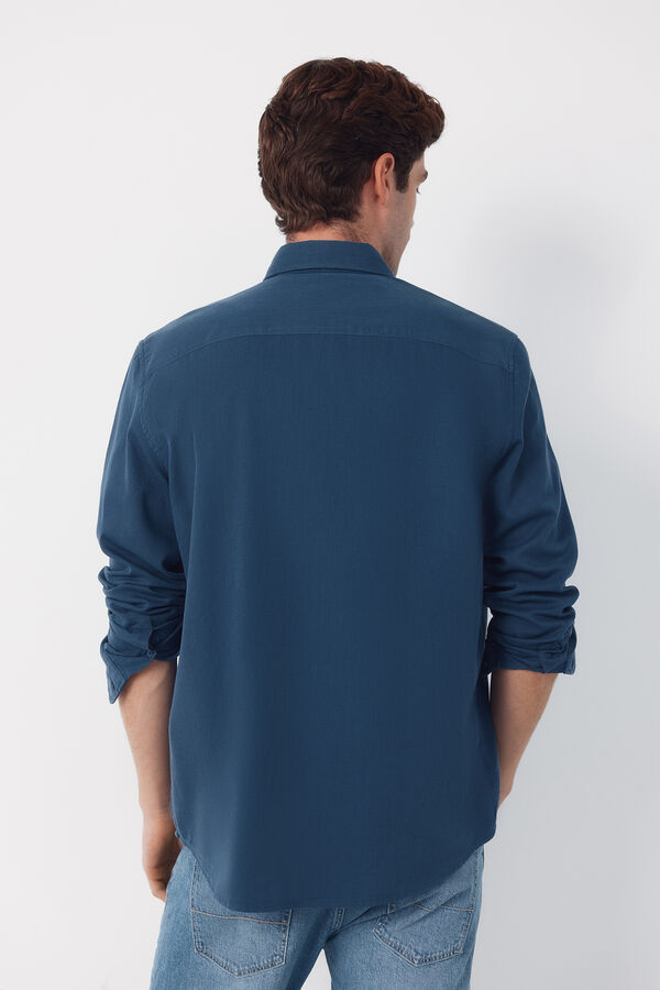 Cortefiel Camisa espiga bolsillos Azul marino