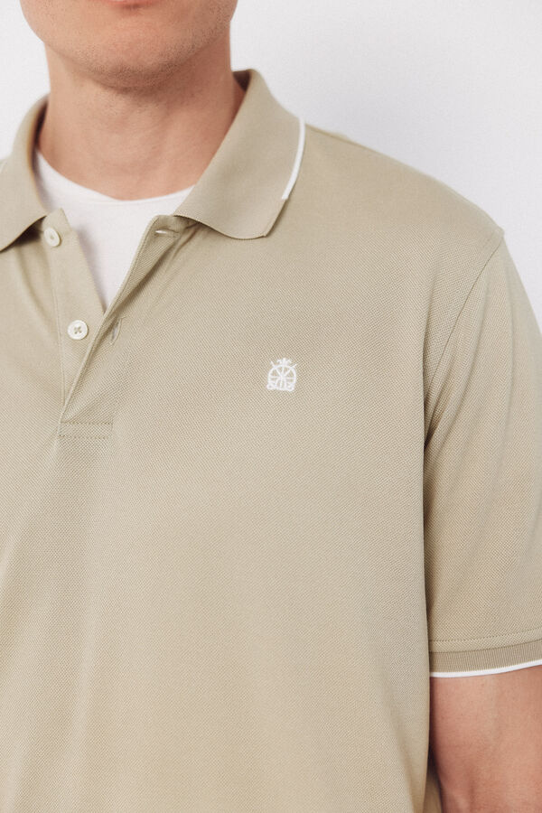 Cortefiel Polo COOLMAX&reg; cuello jacquard Beige