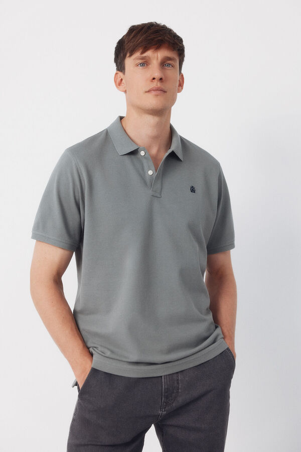 Cortefiel Polo b&aacute;sico piqu&eacute; Gris