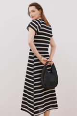 Cortefiel Vestido de rayas Estampado blanco