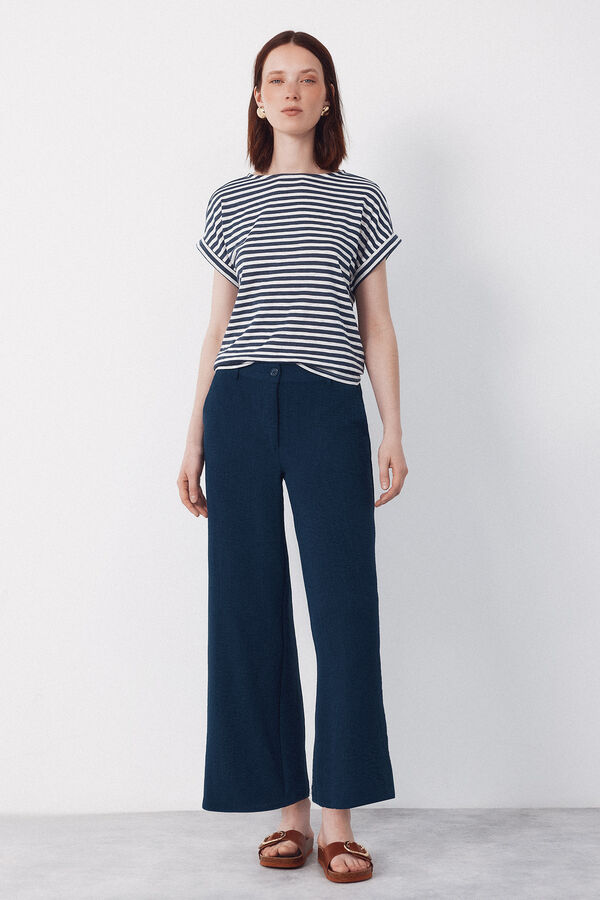 Cortefiel Playera de rayas Estampado azul