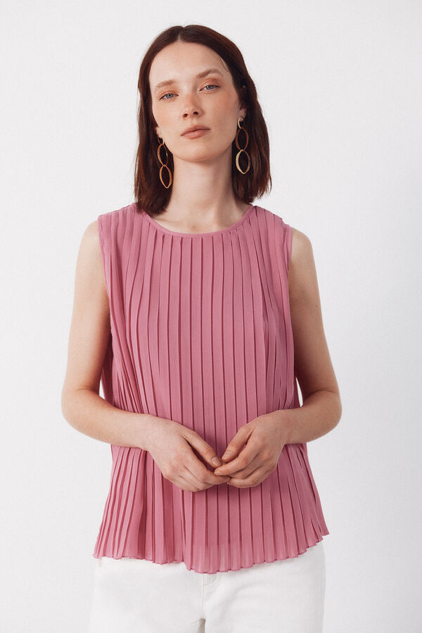 Cortefiel Blusa plisada Rosa