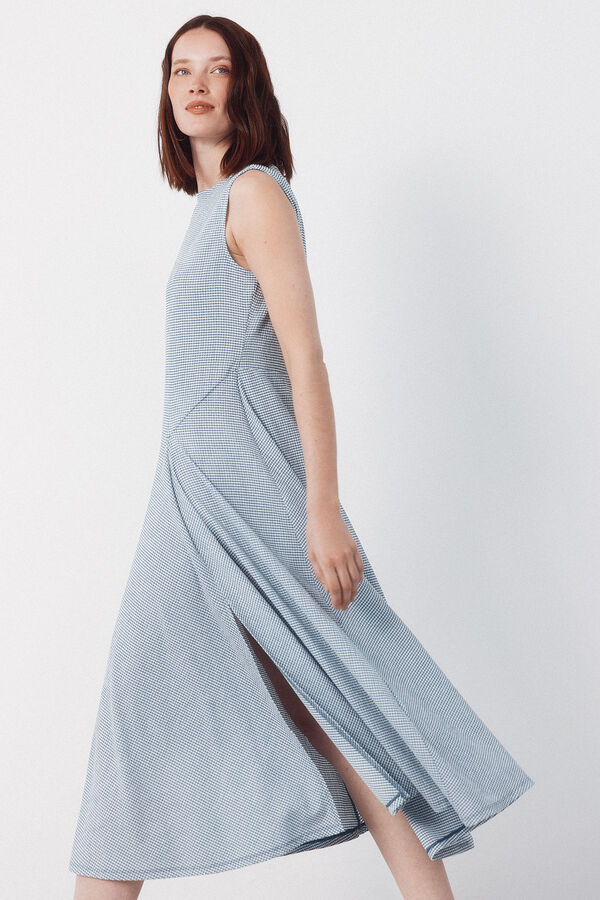 Cortefiel Vestido de estructura vichy Azul