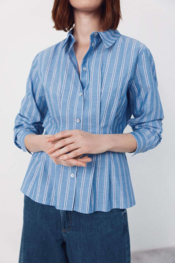 Cortefiel Camisa de rayas entallada Estampado azul