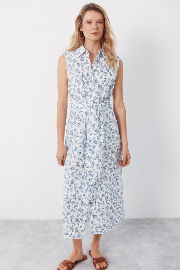 Cortefiel Vestido camisero vichy Estampado azul