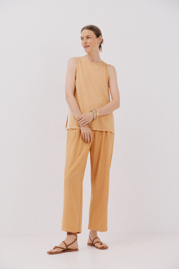 Cortefiel Top con detalle de puntilla de crochet lateral Arena