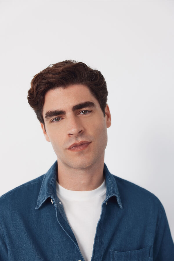 Cortefiel Camisa denim Azul marino