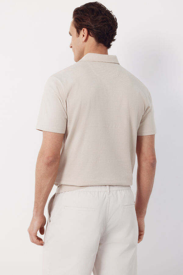 Cortefiel Polo rayas bolsillo Beige