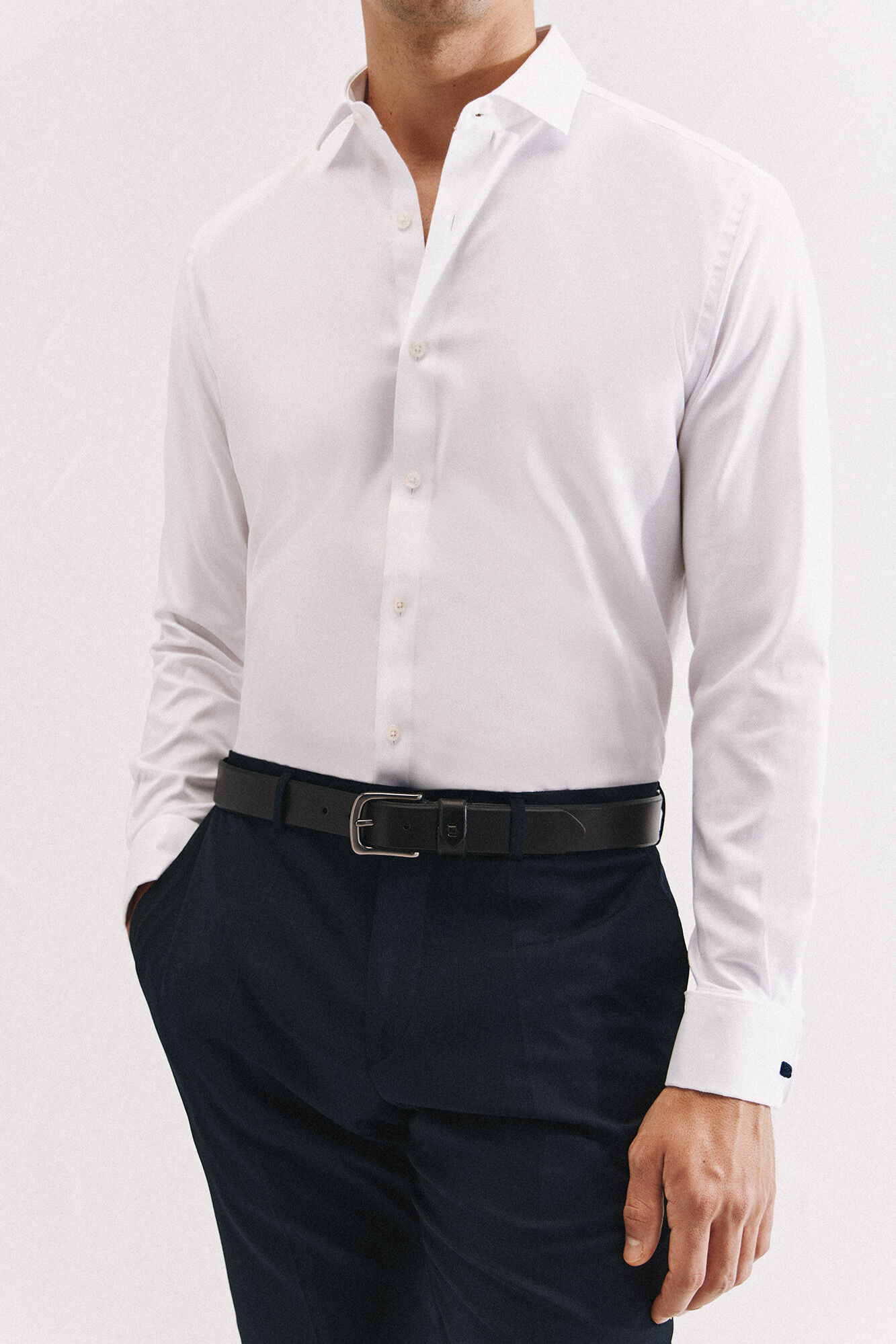 Cortefiel Camisa slim fit f&aacute;cil plancha para mancuernillas