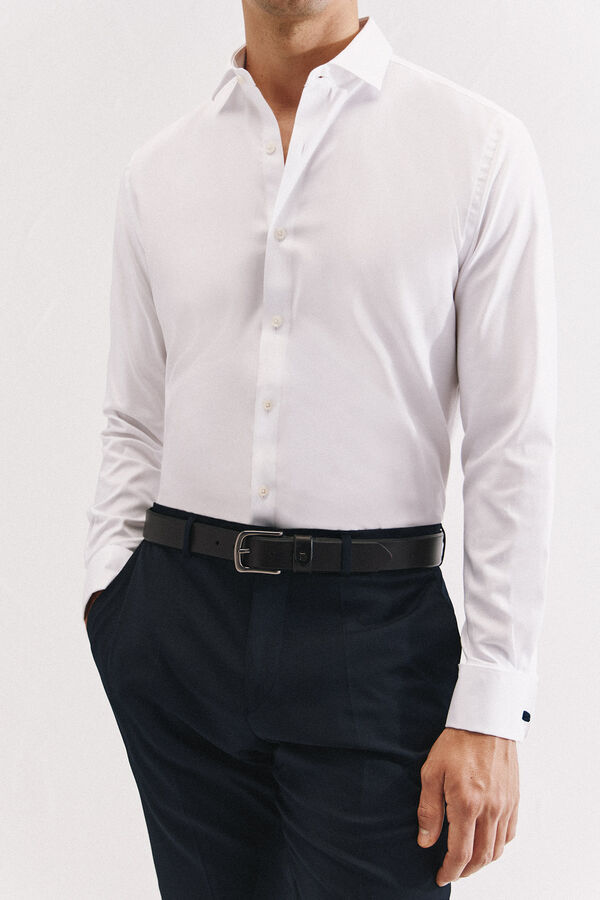 Cortefiel Camisa slim fit f&aacute;cil plancha para mancuernillas Blanco