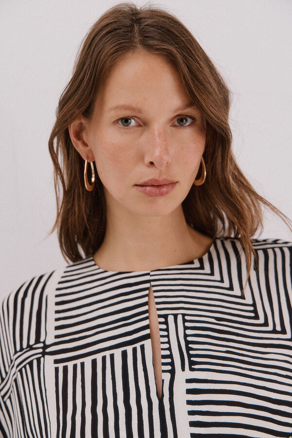 Cortefiel Vestido midi estampado Estampado blanco