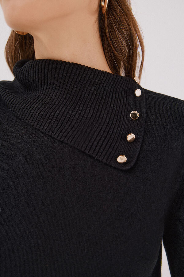 Cortefiel Su&eacute;ter cuello redondo con botones Negro