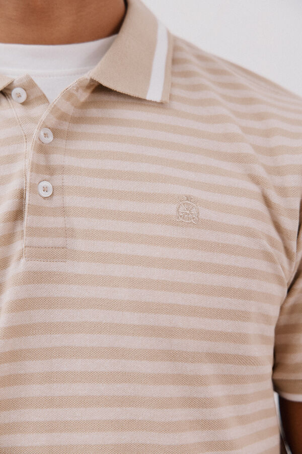 Cortefiel Polo rayas oxford Beige