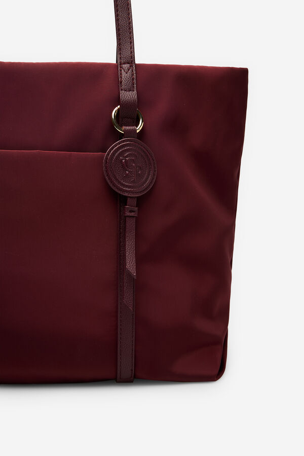 Cortefiel Bolsa shopper de nylon con logo gris Granate