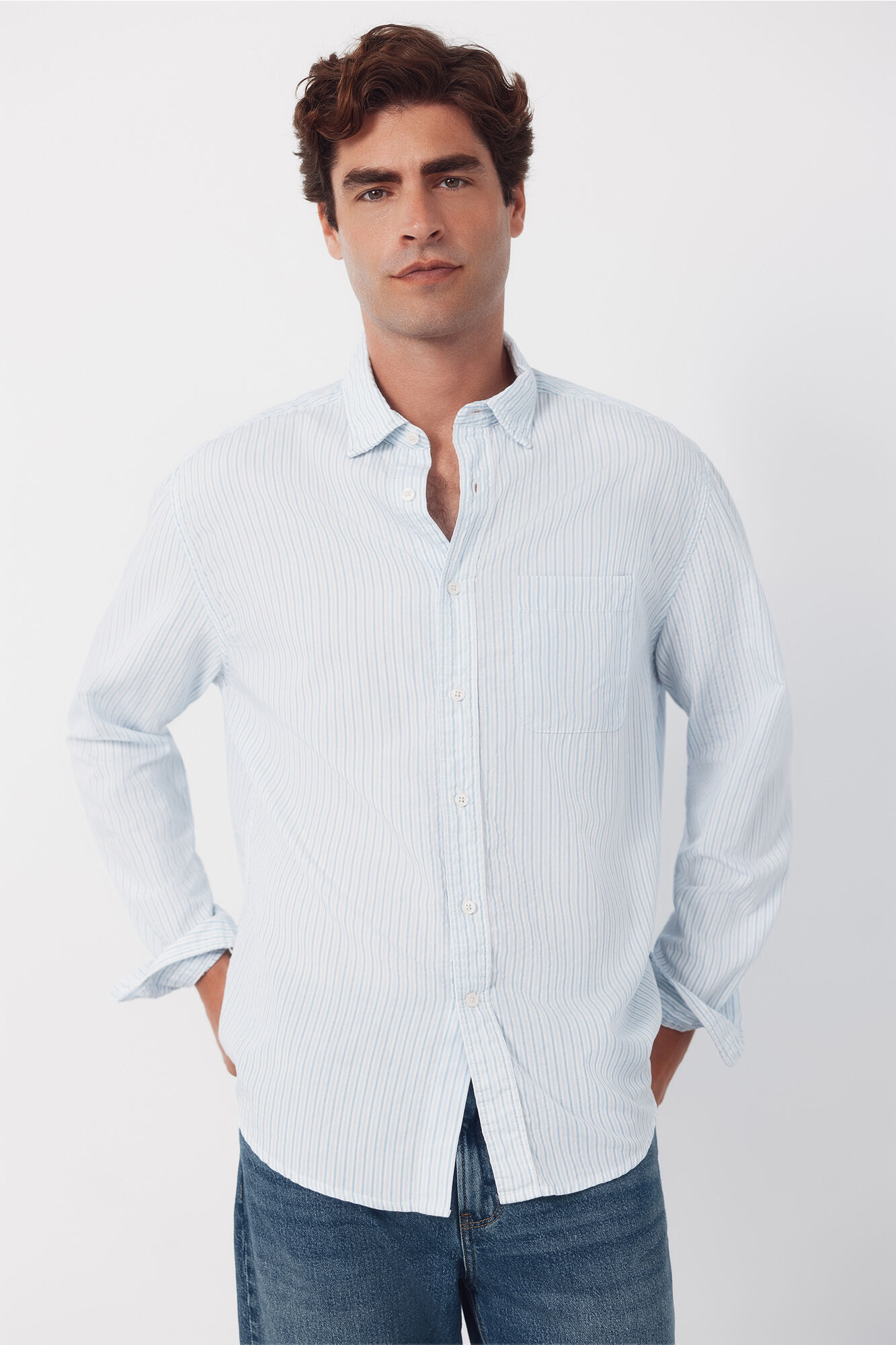 Cortefiel Camisa seersucker rayas
