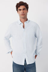 Cortefiel Camisa seersucker rayas Azul