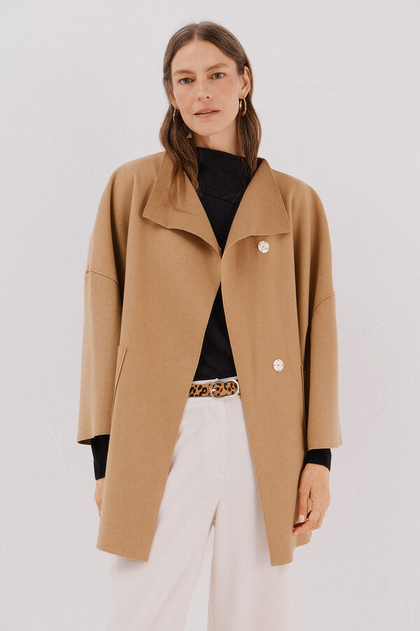 Cortefiel Abrigo capa de tejido ligero Beige