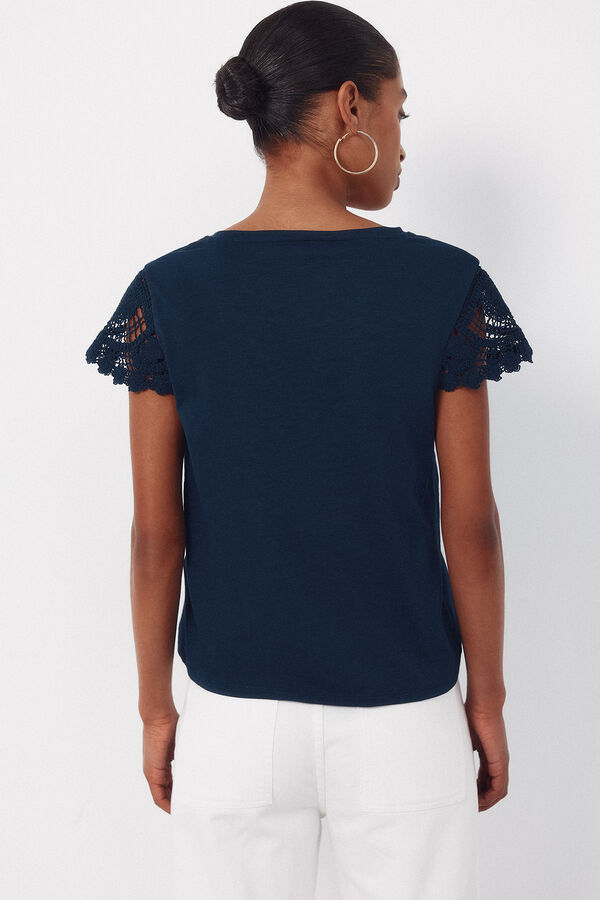 Cortefiel Playera manga crochet Azul marino