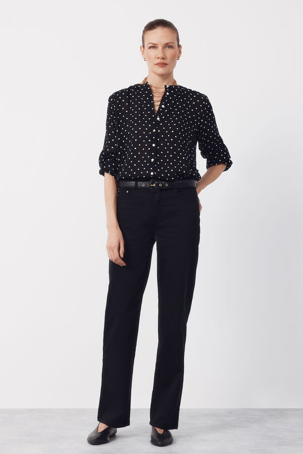 Cortefiel Blusa de cuello redondo Estampado gris