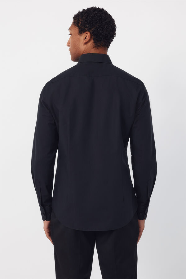 Cortefiel Camisa vestir otom&aacute;n slim fit f&aacute;cil plancha Negro