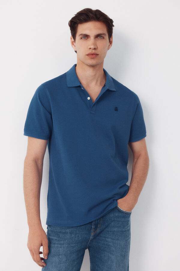 Cortefiel Polo b&aacute;sico piqu&eacute; Azul