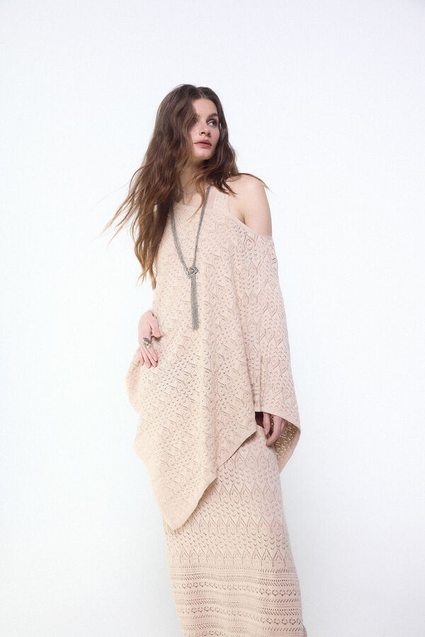 Slowlove Capa de punto calado Arena