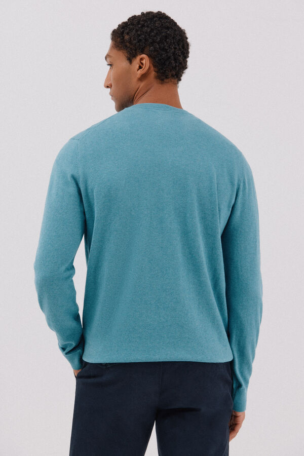 Cortefiel Su&eacute;ter algod&oacute;n cashmere cuello pico Azul