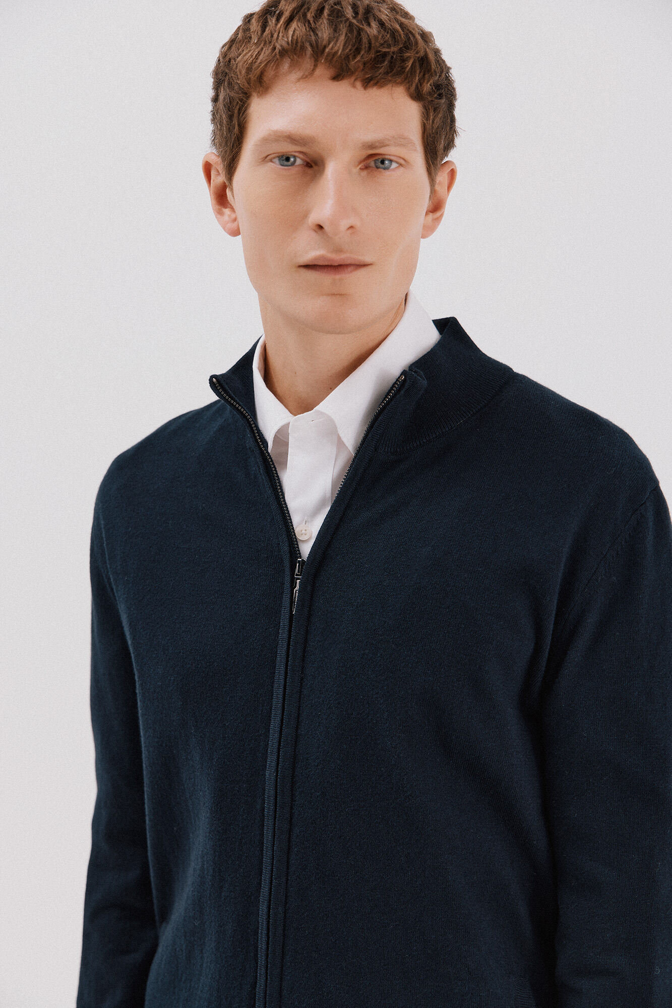 Cortefiel C&aacute;rdigan de algod&oacute;n con cashmere cierre de cremallera