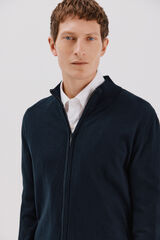 Cortefiel C&aacute;rdigan de algod&oacute;n con cashmere cierre de cremallera Azul marino