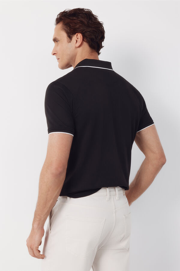 Cortefiel Polo COOLMAX&reg; cuello jacquard Negro