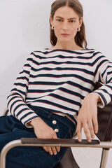 Cortefiel Playera barco botones Estampado azul