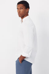 Cortefiel Camisa lino algod&oacute;n lisa cuello mao Blanco