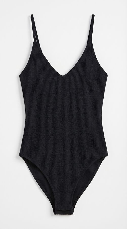 Cortefiel Traje de ba&ntilde;o modelador de tejido arrugado Negro