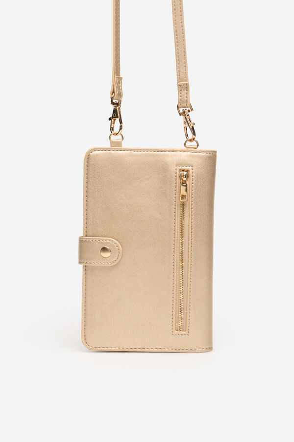 Cortefiel Cartera para celular dorada Dorado