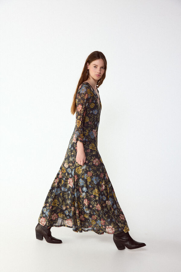 Slowlove Vestido estampado con vuelo Multicolor