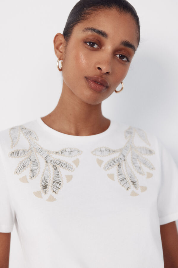 Cortefiel Playera estampada Blanco