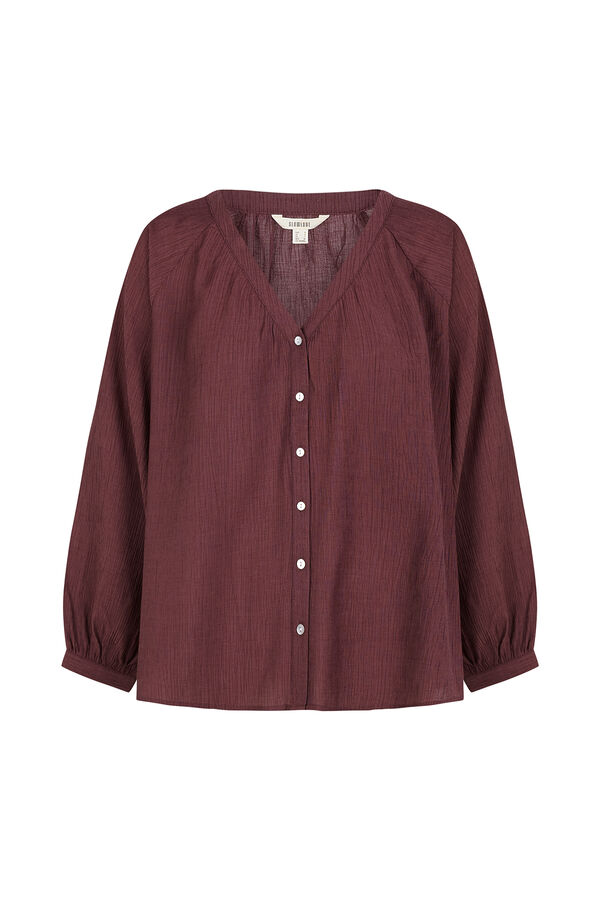 Slowlove Blusa fluida plisada Vino