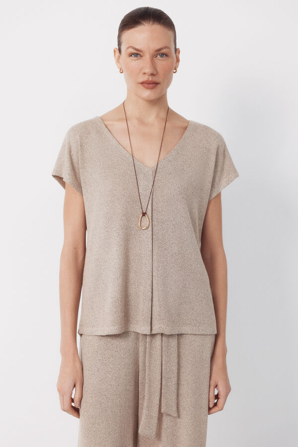 Cortefiel Playera aspecto r&uacute;stico Beige