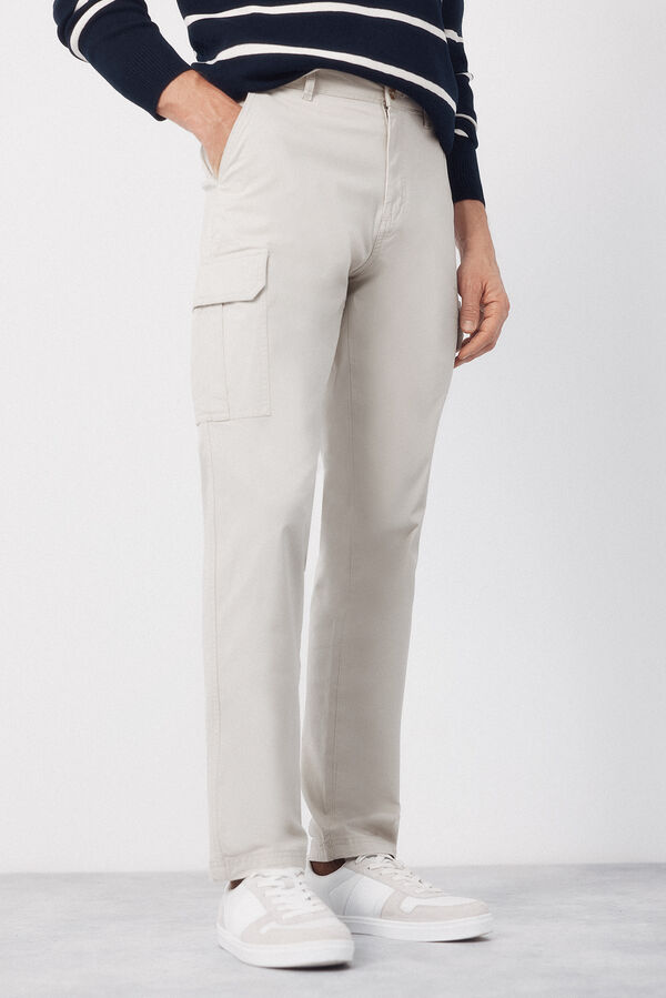 Cortefiel Pantal&oacute;n cargo tapered Beige