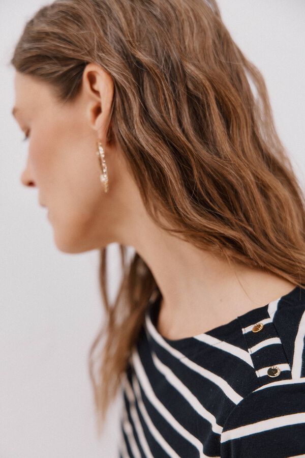 Cortefiel Playera barco botones Estampado blanco