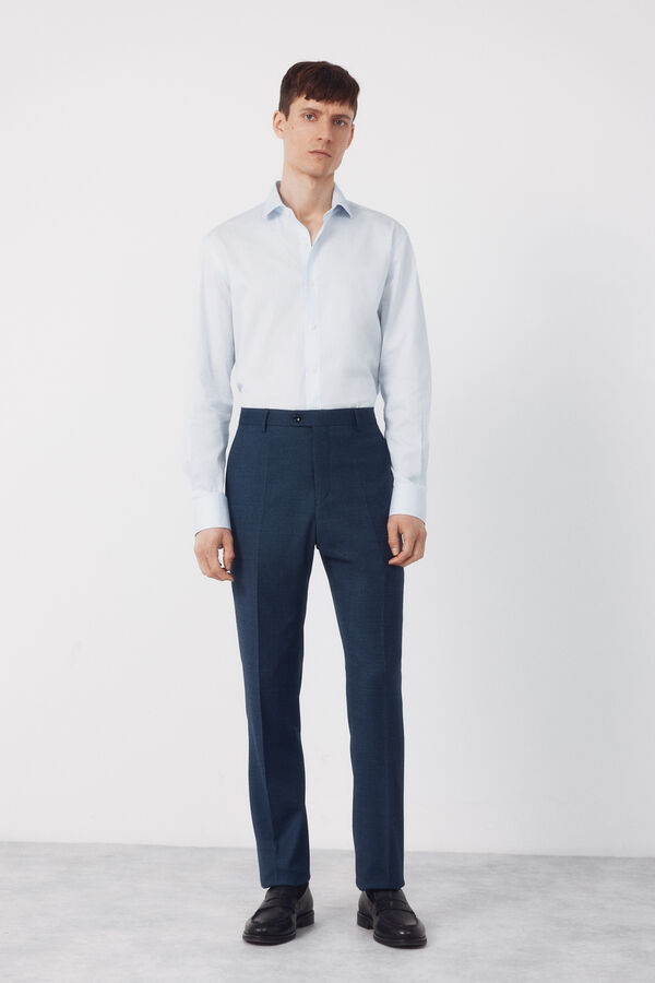 Cortefiel Camisa vestir rayas slim fit f&aacute;cil plancha Azul