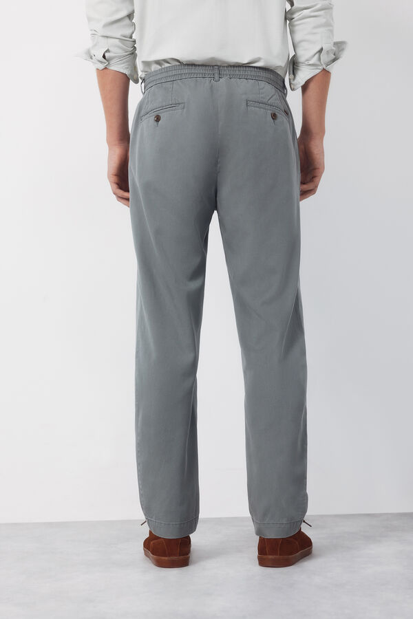 Cortefiel Pantal&oacute;n chino algod&oacute;n tencel tapered Gris
