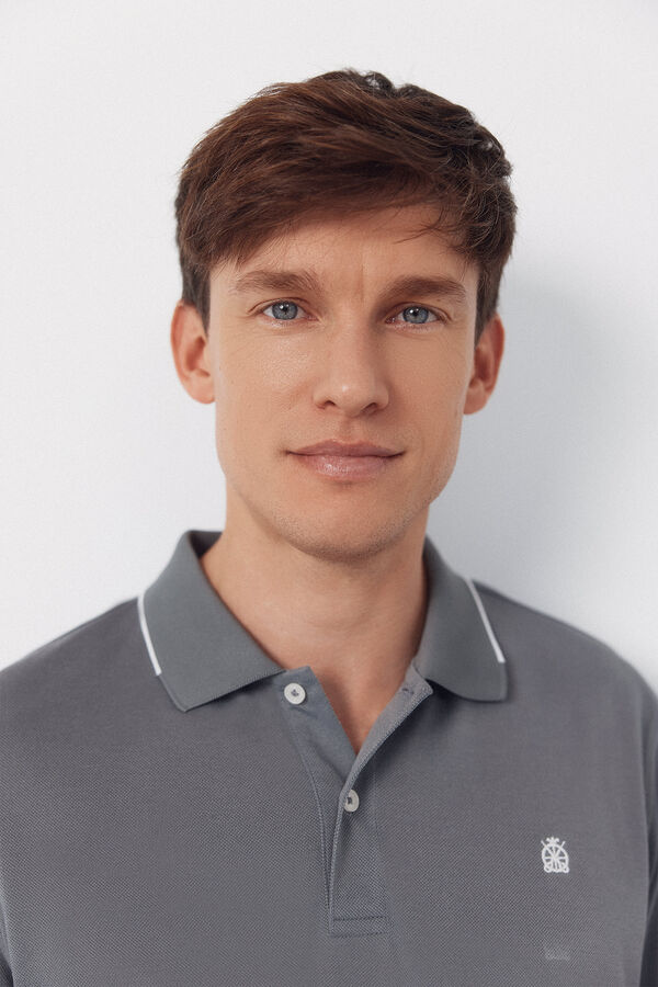 Cortefiel Polo COOLMAX&reg; cuello jacquard Gris