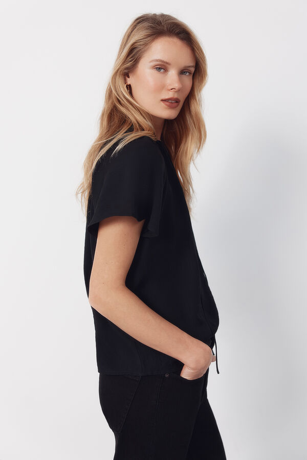 Cortefiel Blusa manga rangl&aacute;n Negro
