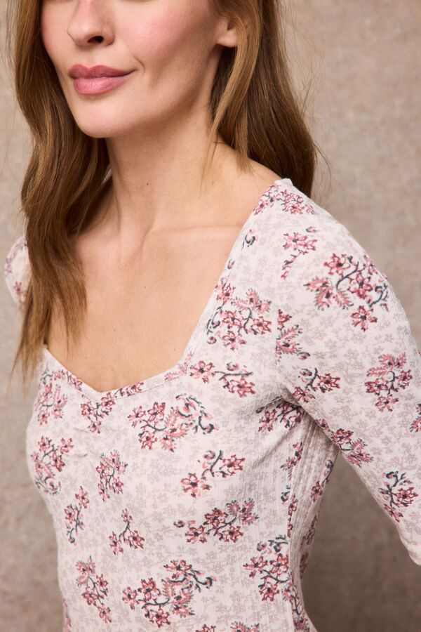 Slowlove Top frunce escote pico Multicolor