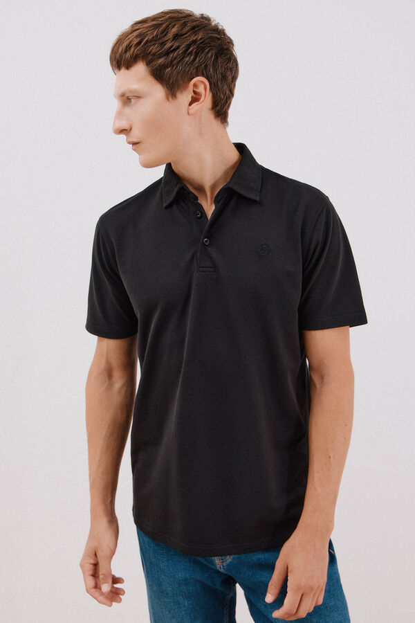 Cortefiel Polo liso de piqu&eacute; Negro