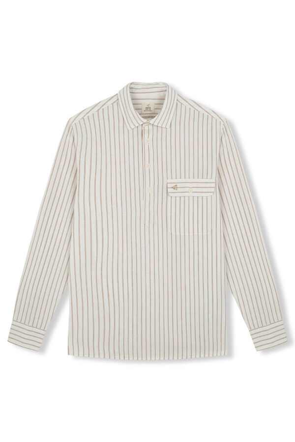 OOTO Polera de algod&oacute;n con lino Marfil