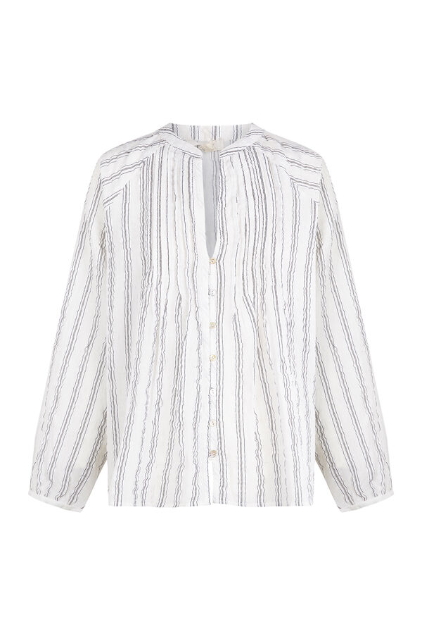 Slowlove Blusa de rayas tejida Estampado blanco