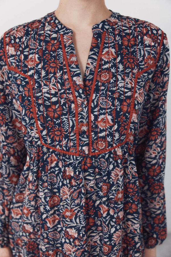 Cortefiel Vestido fluido estampado Multicolor