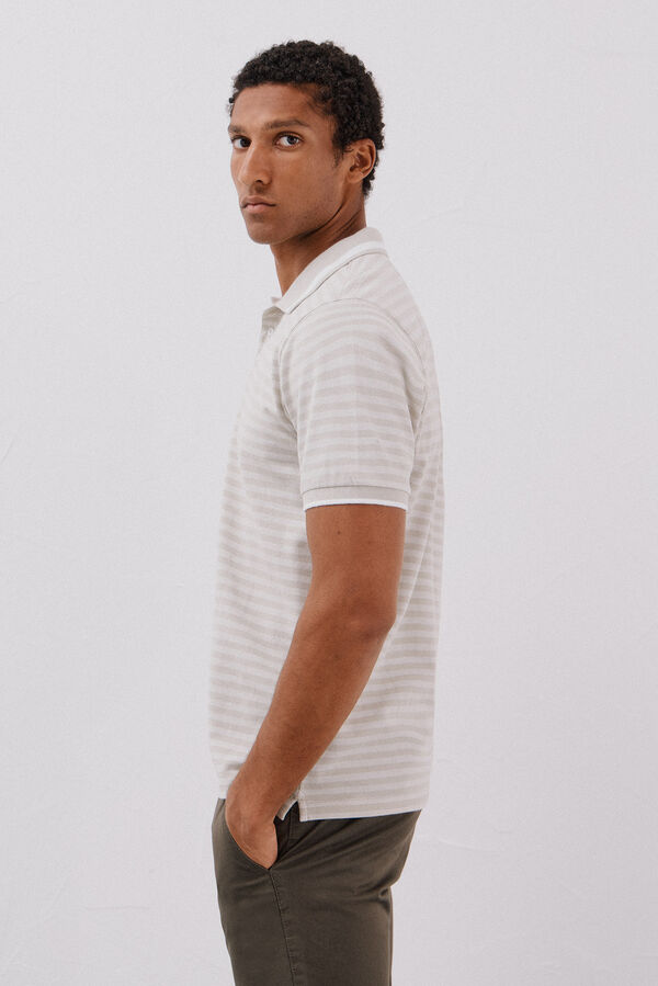 Cortefiel Polo rayas oxford Beige